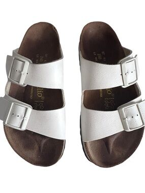 Papillio licensed by Birkenstock White Double-Buckle Slide Platform Sandals